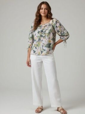 LC Lauren Conrad Floral Blouse - Green and Pink